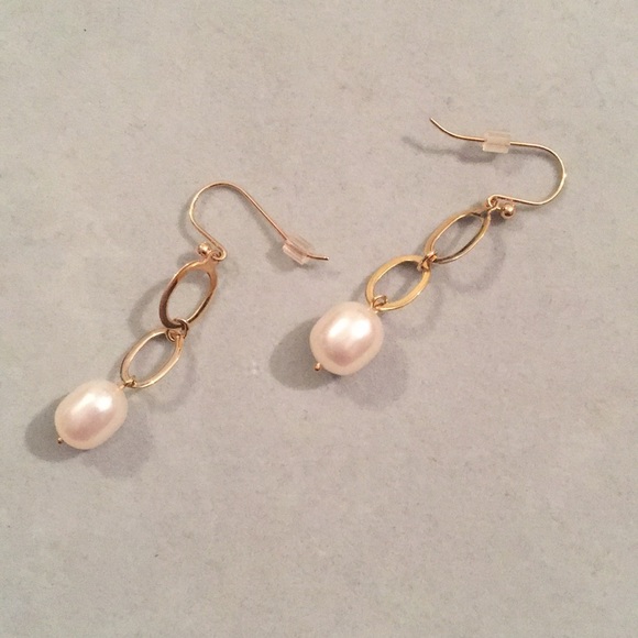 Nancy B 14KY DOUBLE LINK PEARL DROP NWOT - Picture 2 of 3